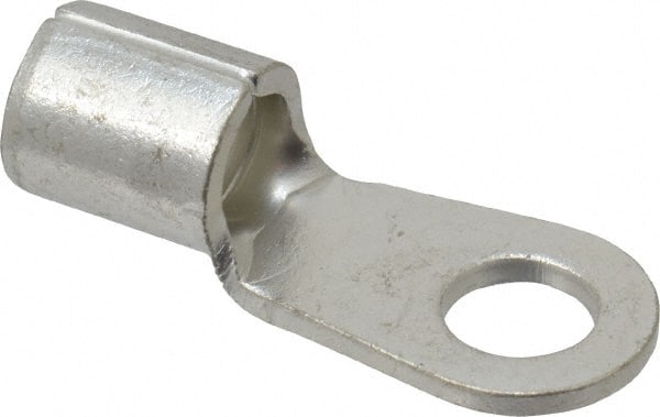 Ideal - 6 AWG Noninsulated Crimp Connection Circular Ring Terminal - 1/4" Stud, 1.173" OAL x 0.472" Wide, Tin Plated Brass Contact - Exact Tooling