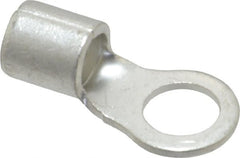 Ideal - 4 AWG Noninsulated Crimp Connection Circular Ring Terminal - 3/8" Stud, 1.319" OAL x 0.65" Wide, Tin Plated Brass Contact - Exact Tooling