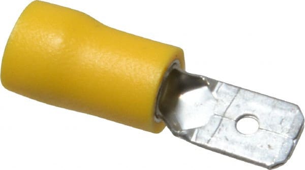 Ideal - 12 to 10 AWG, Vinyl, Fully Insulated, Male Wire Disconnect - 1/4 Inch Wide Tab, Yellow, cUL Listed, RoHS Compliant, UL Listed - Exact Tooling