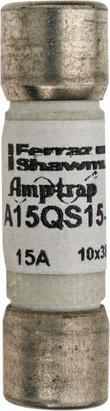 Ferraz Shawmut - 150 VAC/VDC, 15 Amp, Fast-Acting Semiconductor/High Speed Fuse - Clip Mount, 1-1/2" OAL, 100 at AC, 50 at DC kA Rating, 13/32" Diam - Exact Tooling