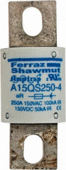 Ferraz Shawmut - 150 VAC/VDC, 250 Amp, Fast-Acting Semiconductor/High Speed Fuse - Bolt-on Mount, 2-21/32" OAL, 100 at AC, 50 at DC kA Rating, 1-1/8" Diam - Exact Tooling
