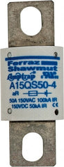 Ferraz Shawmut - 150 VAC/VDC, 50 Amp, Fast-Acting Semiconductor/High Speed Fuse - Bolt-on Mount, 2-21/32" OAL, 100 at AC, 50 at DC kA Rating, 1-1/8" Diam - Exact Tooling