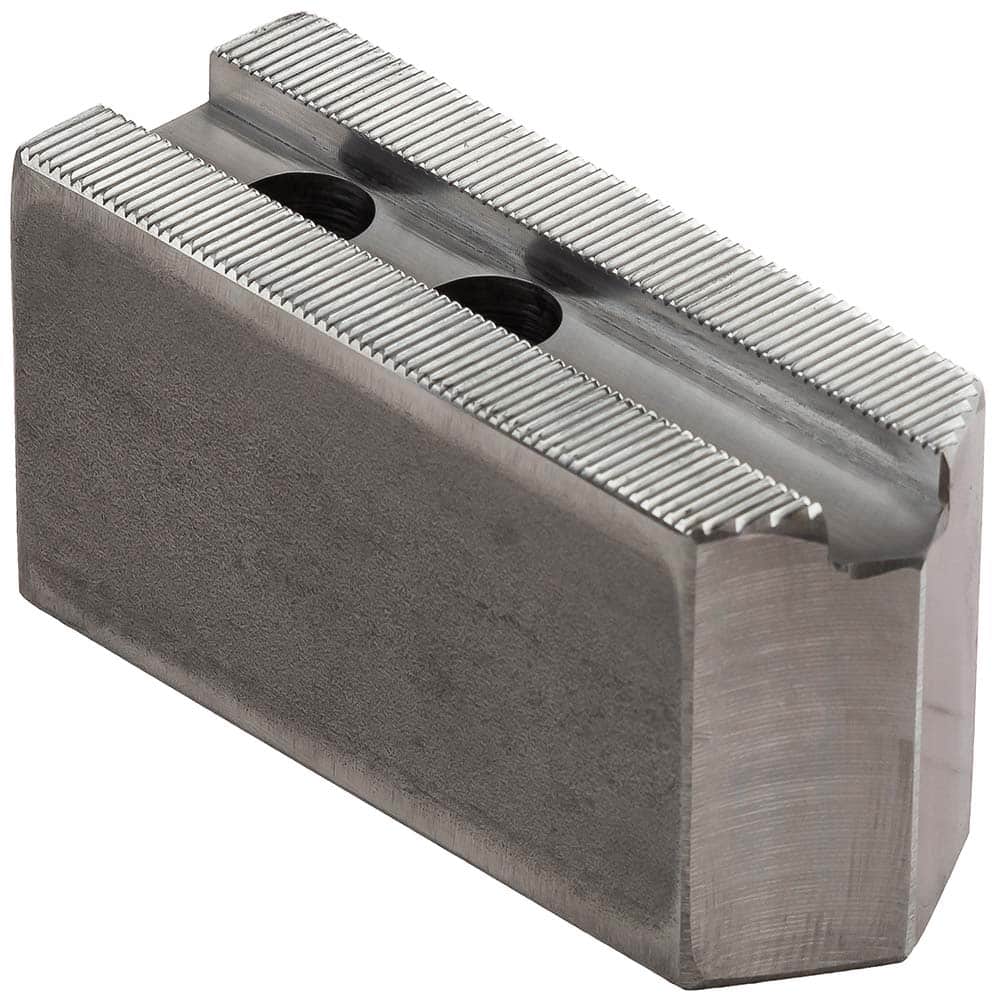 Dillon Manufacturing - Soft Lathe Chuck Jaws; Jaw Type: Square ; Material: Steel ; Jaw Interface Type: 1.5mm x 60 Serrated ; Maximum Compatible Chuck Diameter (Inch): 12 ; Minimum Compatible Chuck Diameter (Inch): 0 ; Overall Height (Inch): 2-1/2 - Exact Tooling