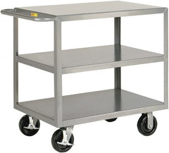 Little Giant - 3,600 Lb Capacity, 30" Wide x 65-1/2" Long x 36" High Shelf Cart - 3 Shelf, Steel - Exact Tooling