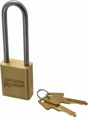 American Lock - 3/4" Shackle Clearance, Keyed Different Padlock - 1/4" Shackle Diam, Steel - Exact Tooling