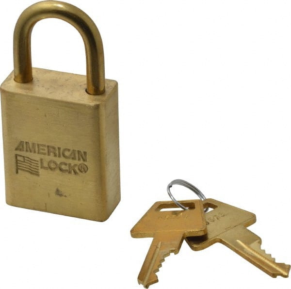 American Lock - 3/4" Shackle Clearance, Keyed Different Padlock - 1/4" Shackle Diam, Steel - Exact Tooling