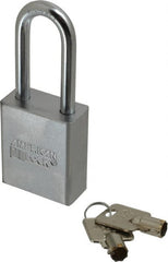 American Lock - 3/4" Shackle Clearance, Keyed Different Tubular Padlock - 5/16" Shackle Diam, Steel - Exact Tooling