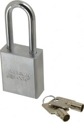American Lock - 3/4" Shackle Clearance, Keyed Alike Tubular Padlock - 5/16" Shackle Diam, Steel - Exact Tooling
