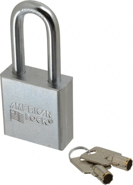 American Lock - 3/4" Shackle Clearance, Keyed Alike Tubular Padlock - 3/8" Shackle Diam, Steel - Exact Tooling