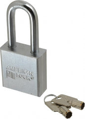 American Lock - 3/4" Shackle Clearance, Keyed Alike Tubular Padlock - 3/8" Shackle Diam, Steel - Exact Tooling
