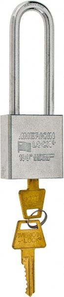 American Lock - 3/4" Shackle Clearance, Keyed Different Tubular Padlock - 3/8" Shackle Diam, Steel - Exact Tooling