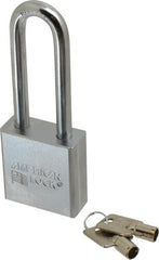 American Lock - 3/4" Shackle Clearance, Keyed Alike Tubular Padlock - 3/8" Shackle Diam, Steel - Exact Tooling