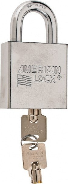 American Lock - 3/4" Shackle Clearance, Keyed Alike Tubular Padlock - 7/16" Shackle Diam, Steel - Exact Tooling