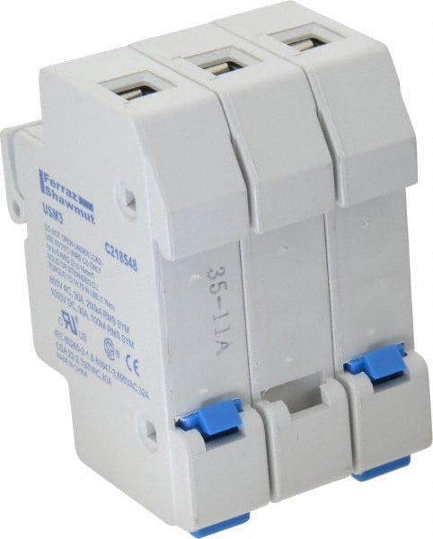 Ferraz Shawmut - 3 Pole, 1000 VDC and 800 VAC, 30 Amp, DIN Rail Mount Fuse Holder - Compatible with CC Class, 1-1/2 Inch Long x 2.07 Inch Wide and 13/32 Inch Diameter Fuse - Exact Tooling