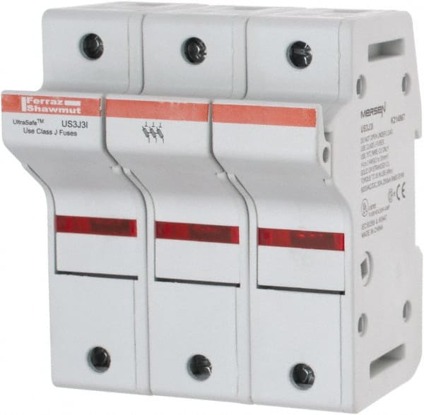 Ferraz Shawmut - 3 Pole, 600 VAC/VDC, 30 Amp, DIN Rail Mount Fuse Holder - Compatible with J Class, 58mm Long x 3.84 Inch Wide and 22mm Diameter Fuse - Exact Tooling