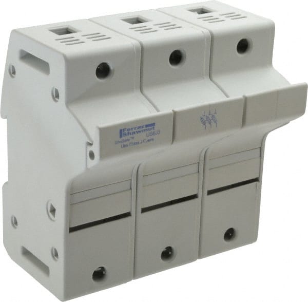 Ferraz Shawmut - 3 Pole, 600 VAC/VDC, 60 Amp, DIN Rail Mount Fuse Holder - Compatible with J Class, 58mm Long x 3.84 Inch Wide and 22mm Diameter Fuse - Exact Tooling