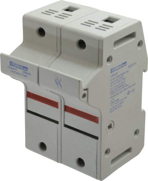 Ferraz Shawmut - 2 Pole, 600 VAC/VDC, 60 Amp, DIN Rail Mount Fuse Holder - Compatible with J Class, 58mm Long x 2.56 Inch Wide and 22mm Diameter Fuse - Exact Tooling