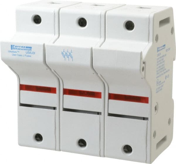 Ferraz Shawmut - 3 Pole, 600 VAC/VDC, 60 Amp, DIN Rail Mount Fuse Holder - Compatible with J Class, 58mm Long x 3.84 Inch Wide and 22mm Diameter Fuse - Exact Tooling