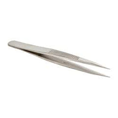 Value Collection - 4-3/8" OAL AC-SA Precision Tweezers - Heavy Tip with Serrated Shank - Exact Tooling
