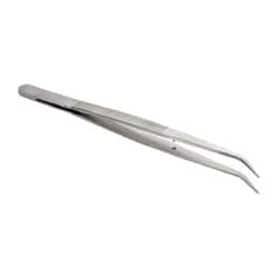Value Collection - 5-7/8" OAL Stainless Steel Assembly Tweezers - Bent Point with Serrated Shank & Tip - Exact Tooling