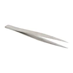 Value Collection - 4-1/4" OAL Stainless Steel Assembly Tweezers - Thin, Fine, Light Point - Exact Tooling