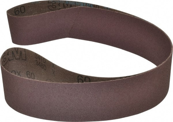 3M - 2-1/2" Wide x 48" OAL, 60 Grit, Aluminum Oxide Abrasive Belt - Aluminum Oxide, Medium, Coated, X Weighted Cloth Backing, Series 341D - Exact Tooling