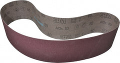 3M - 4" Wide x 48" OAL, 80 Grit, Aluminum Oxide Abrasive Belt - Aluminum Oxide, Medium, Coated, X Weighted Cloth Backing, Series 341D - Exact Tooling