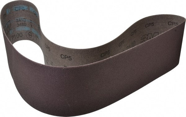 3M - 4" Wide x 48" OAL, 100 Grit, Aluminum Oxide Abrasive Belt - Aluminum Oxide, Fine, Coated, X Weighted Cloth Backing, Series 341D - Exact Tooling