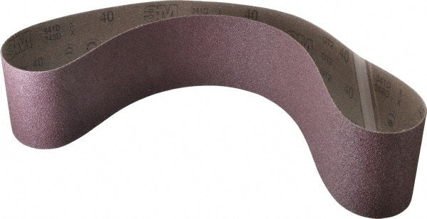 3M - 4" Wide x 54" OAL, 40 Grit, Aluminum Oxide Abrasive Belt - Aluminum Oxide, Coarse, Coated, X Weighted Cloth Backing, Series 341D - Exact Tooling