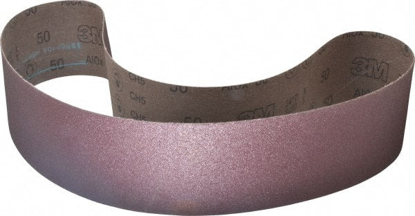 3M - 4" Wide x 54" OAL, 50 Grit, Aluminum Oxide Abrasive Belt - Aluminum Oxide, Coarse, Coated, X Weighted Cloth Backing, Series 341D - Exact Tooling