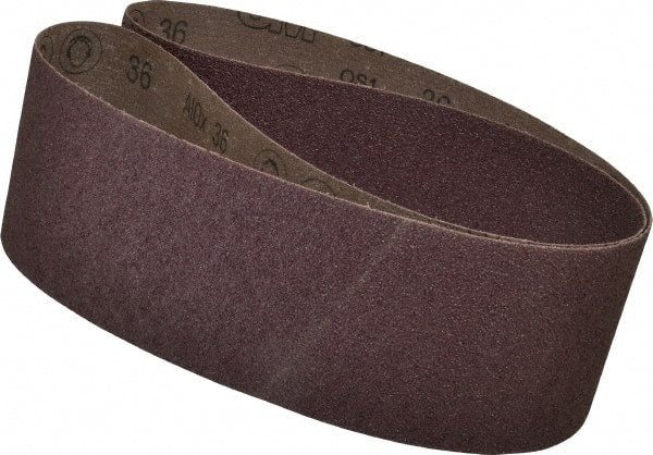 3M - 4" Wide x 60" OAL, 36 Grit, Aluminum Oxide Abrasive Belt - Aluminum Oxide, Very Coarse, Coated, X Weighted Cloth Backing, Series 341D - Exact Tooling