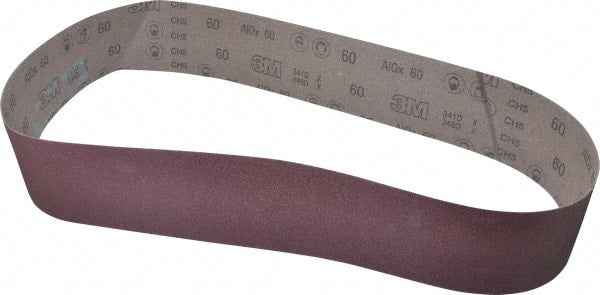 3M - 4" Wide x 60" OAL, 60 Grit, Aluminum Oxide Abrasive Belt - Aluminum Oxide, Medium, Coated, X Weighted Cloth Backing, Series 341D - Exact Tooling