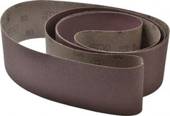 3M - 4" Wide x 132" OAL, 80 Grit, Aluminum Oxide Abrasive Belt - Aluminum Oxide, Medium, Coated, X Weighted Cloth Backing, Series 341D - Exact Tooling