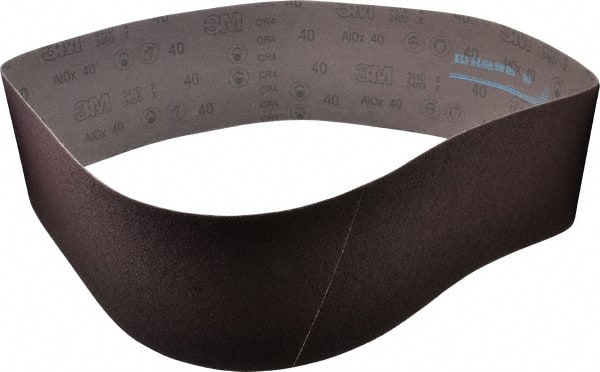 3M - 6" Wide x 60" OAL, 40 Grit, Aluminum Oxide Abrasive Belt - Aluminum Oxide, Coarse, Coated, X Weighted Cloth Backing, Series 341D - Exact Tooling