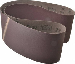 3M - 6" Wide x 60" OAL, 120 Grit, Aluminum Oxide Abrasive Belt - Aluminum Oxide, Fine, Coated, X Weighted Cloth Backing, Series 341D - Exact Tooling