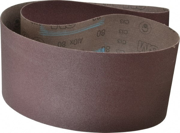 3M - 6" Wide x 60" OAL, 80 Grit, Aluminum Oxide Abrasive Belt - Aluminum Oxide, Medium, Coated, X Weighted Cloth Backing, Series 341D - Exact Tooling