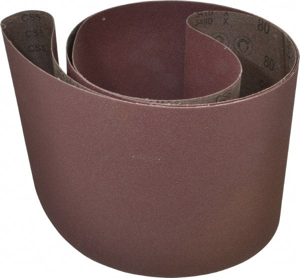 3M - 8" Wide x 107" OAL, 80 Grit, Aluminum Oxide Abrasive Belt - Aluminum Oxide, Medium, Coated, X Weighted Cloth Backing, Series 341D - Exact Tooling