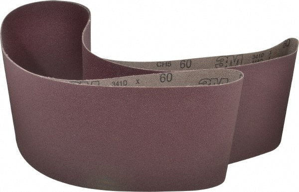 3M - 8" Wide x 107" OAL, 60 Grit, Aluminum Oxide Abrasive Belt - Aluminum Oxide, Medium, Coated, X Weighted Cloth Backing, Series 341D - Exact Tooling