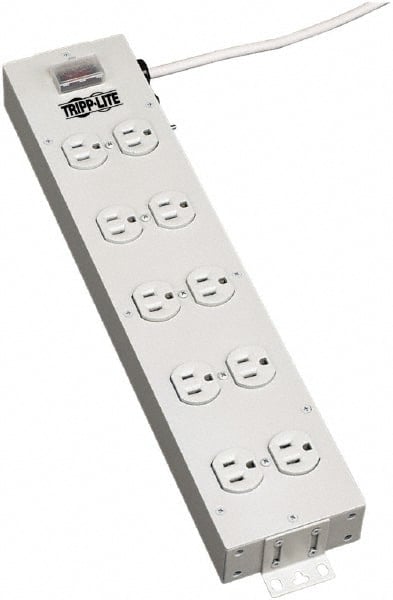 Tripp-Lite - 10 Outlets, 120 VAC15 Amps, 15' Cord, Power Outlet Strip - Keyhole, Tab Mount, 5-15 NEMA Configuration, 17-1/2" Strip - Exact Tooling