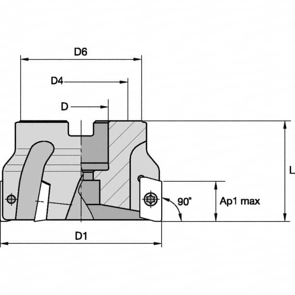Kennametal - 125mm Cut Diam, 40mm Arbor Hole Diam, Indexable Square-Shoulder Face Mill - Exact Tooling