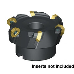 Kennametal - 9 Inserts, 3" Cut Diam, 1" Arbor Diam, 3.5mm Max Depth of Cut, Indexable Square-Shoulder Face Mill - 45° Lead Angle, 1-3/4" High, OFPT06L5AFENGB Insert Compatibility, Through Coolant, Series KSOM - Exact Tooling