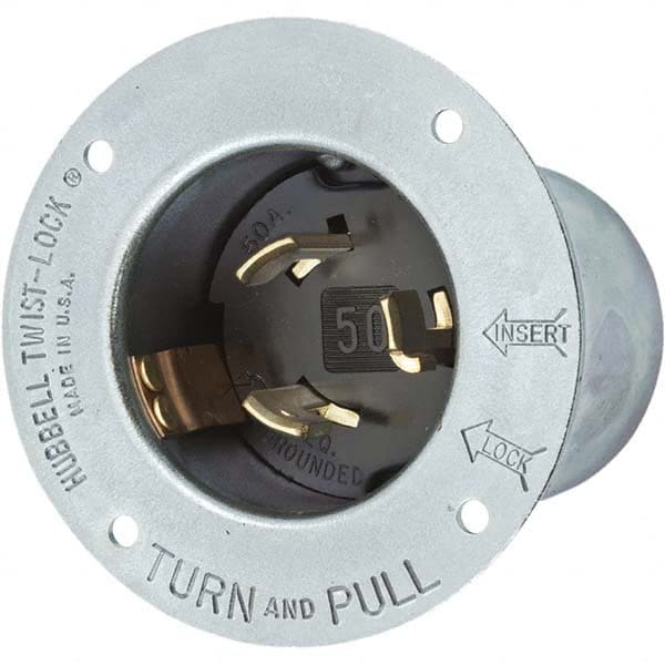 Hubbell Wiring Device-Kellems - 600 VAC 250 VDC 50A NonNEMA Industrial Twist Lock Inlet - Exact Tooling