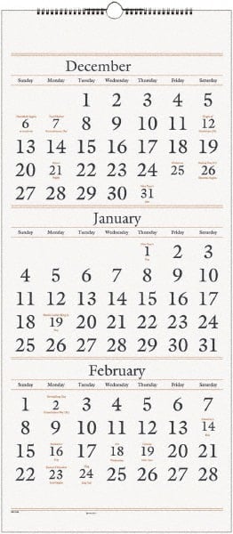 AT-A-GLANCE - 7 Sheet, 12 x 27", Wall Calendar - White - Exact Tooling