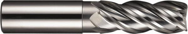 SGS - 1/2", 4 Flute, Single End, Solid Carbide, 0.09" Corner Radius End Mill - 3-1/4" OAL, Right Hand Flute, 1-1/4" LOC, Right Hand Cut - Exact Tooling