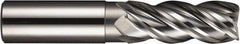 SGS - 1/2", 4 Flute, Single End, Solid Carbide, 0.09" Corner Radius End Mill - 3-1/4" OAL, Right Hand Flute, 1-1/4" LOC, Right Hand Cut - Exact Tooling