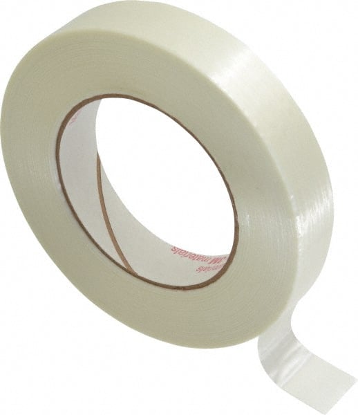 Ability One - 1" x 60 Yd Clear Rubber Adhesive Packaging Tape - Glass Filament Backing, 12 mil Thick, Series 7510-00 - Exact Tooling