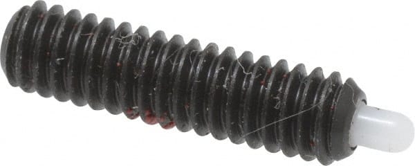 Gibraltar - 8-32, 5/8" Thread Length, 3/32" Plunger Projection, Steel Threaded Spring Plunger - 0.07" Max Plunger Diam, 5/8" Plunger Length, 0.7 Lb Init End Force, 2.3 Lb Final End Force, 1/16" Hex - Exact Tooling