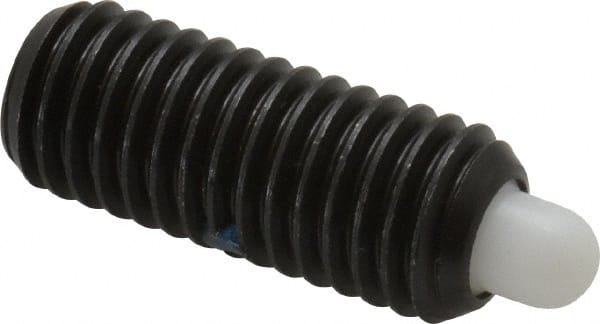 Gibraltar - 1/2-13, 1-1/4" Thread Length, 1/4" Plunger Projection, Steel Threaded Spring Plunger - 1/4" Max Plunger Diam, 1-1/4" Plunger Length, 2.7 Lb Init End Force, 9.3 Lb Final End Force, 1/4" Hex - Exact Tooling
