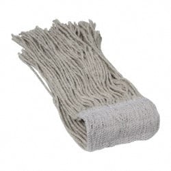 PRO-SOURCE - 5" White Head Band, Large Cotton Cut End Mop Head - 4 Ply, Clamp Jaw Connection, Use for General Purpose - Exact Tooling