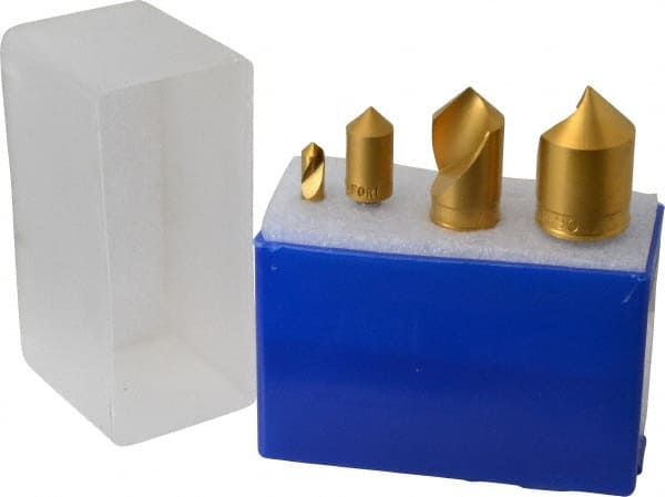 M.A. Ford - 4 Piece, 1/4 to 1" Head Diam, 90° Included Angle, Single End Countersink Set - Exact Tooling